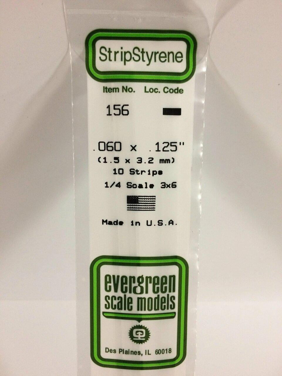 Evergreen Scale Models Strip Styrene .060 x .125 10 156